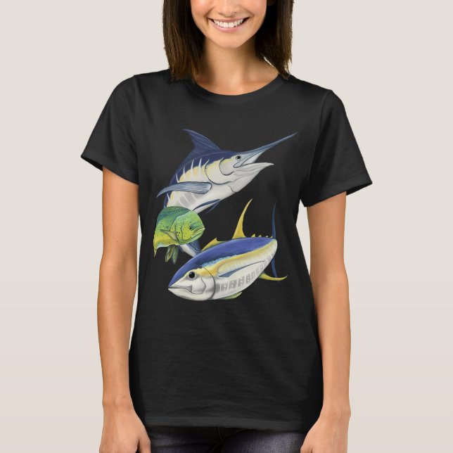 Camiseta Marlin-azul, atum e dourado (Frente)