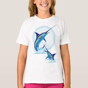 Camiseta Marlin Azul Saltando do Oceano