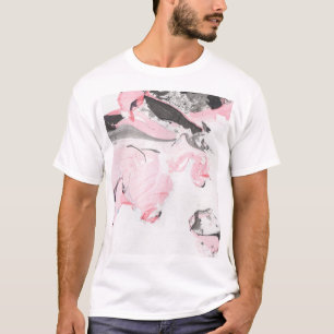 Camiseta Mármaco Preto Rosa: Desenho Mão