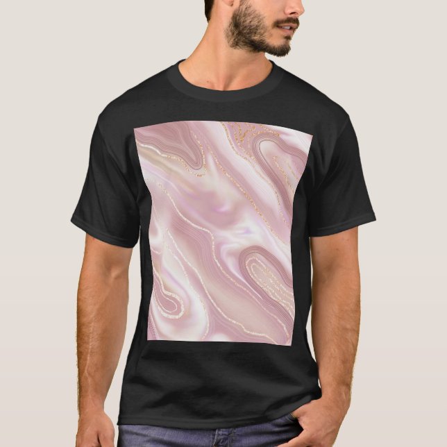 Camiseta Mármore elegante: textura de ouro rosa (Frente)