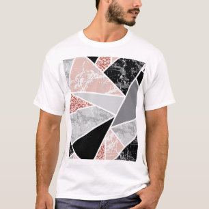 Camiseta Mármore Geométrico com Largura Rosa: Sem Costura