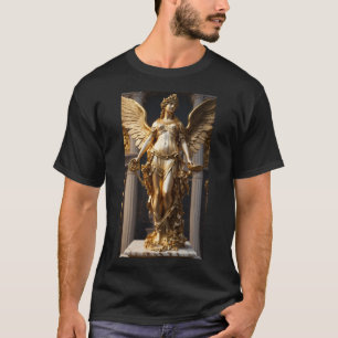 Camiseta Mármore grego e estátua dourada de uma deusa