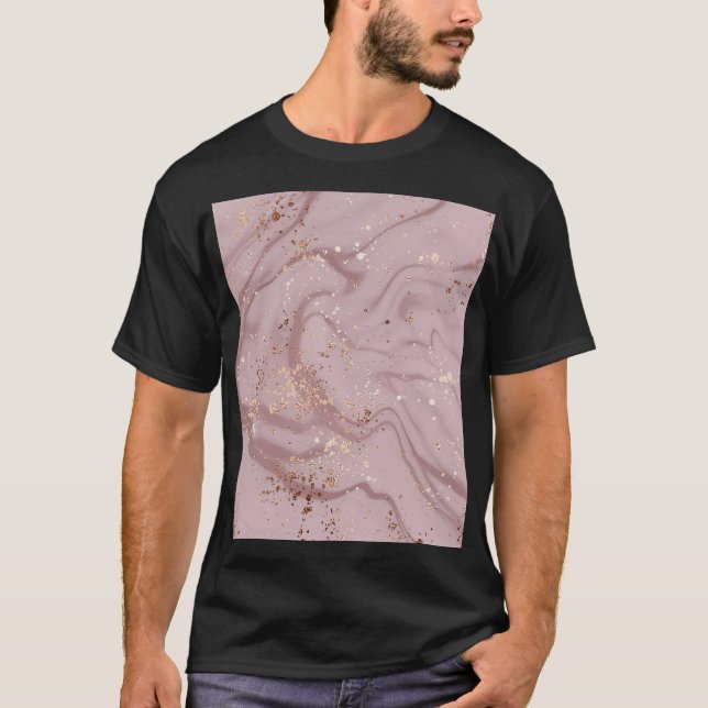 Camiseta Mármore Líquido: Artista Rosa Dourada. (Frente)