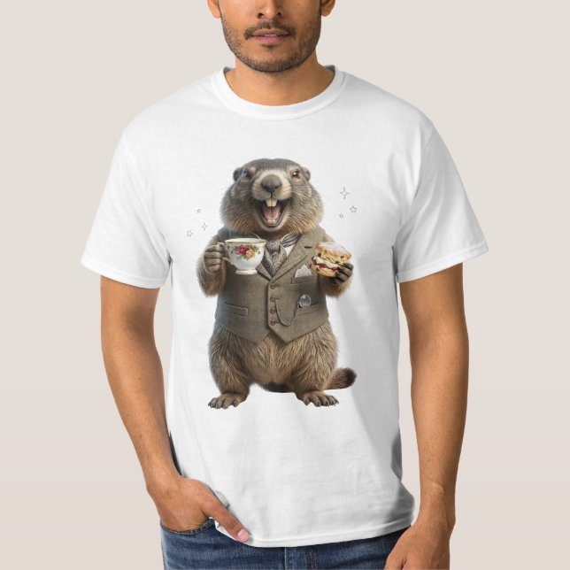 Camiseta Marmota Bebendo Chá (Frente)