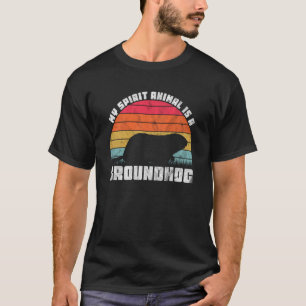 Camiseta Marmota é meu animal espiritual retrô Dia da Marmo