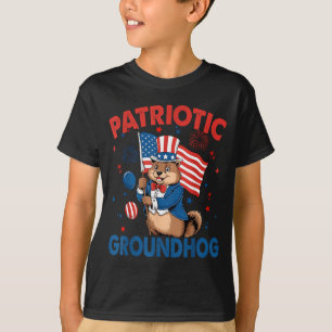 Camiseta Marmota Patriótica Bandeira Americana 4 De Julho