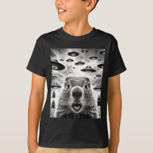 Camiseta Marmotas Estranhas Selfie Com Disco Voador Alien F