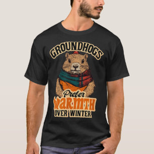 Camiseta Marmotas Preferem Calor ao Inverno Aconchegante de