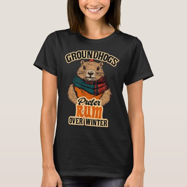 Camiseta Marmotas Preferem Rum a Inverno  (Frente)