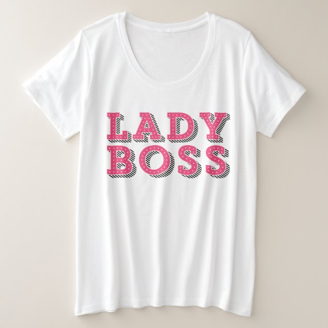 Camiseta Marquee Rosa Typografia Lady Boss Declaração (Frente do Design)