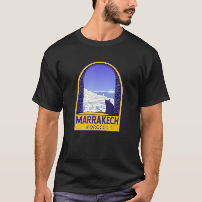 Camiseta Marrakech Morocco Retro Emblem Vintage (Frente)