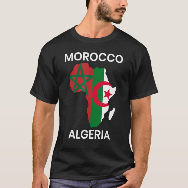 Camiseta Marrocos Bandeira da Argélia com mapa africano (Frente)