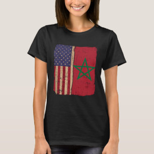 Camiseta Marrocos e América Bandeira EUA Raízes Metade Marr