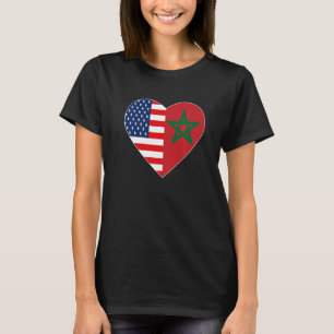 Camiseta Marrocos EUA Bandeira Americana Amor Marrocos Moo