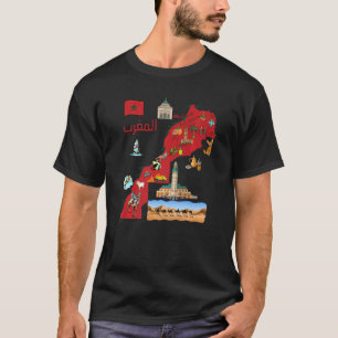 Camiseta Marrocos mapeia grandes cidades na destruição do t