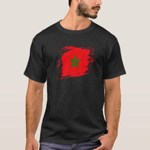 Camiseta Marrocos Torn Arremessou Bandeira Marrocos Orgulho