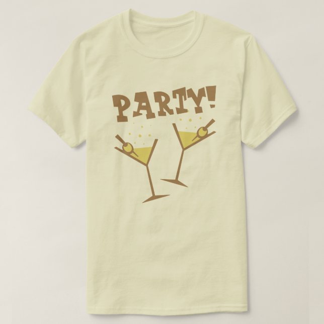 Camiseta Marrom Bebidas de Festa Retro (Frente do Design)