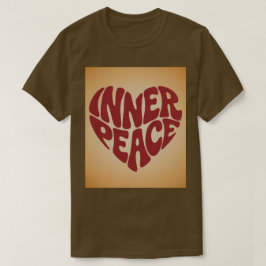 Camiseta Marrom Coração Paz Interior Vermelho