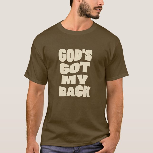 Camiseta marrom Deus tem as minhas costas (Frente)