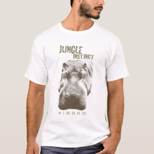 Camiseta Marrom do tom de Instinct™_Kiboko_hippo 2 da selva
