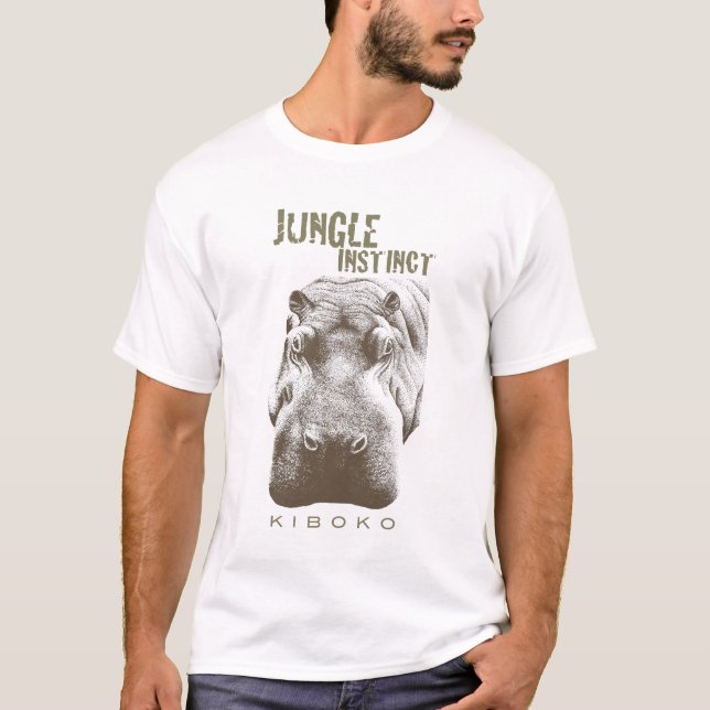 Camiseta Marrom do tom de Instinct™_Kiboko_hippo 2 da selva (Frente)
