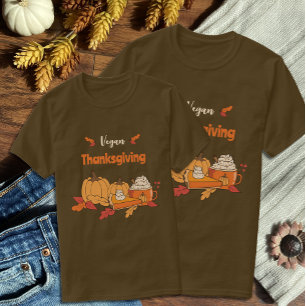 Camiseta Marrom Unisex de Ação de Graças de Vegan