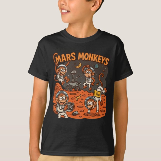 Camiseta Mars Monkeys animal engraçado (Frente)