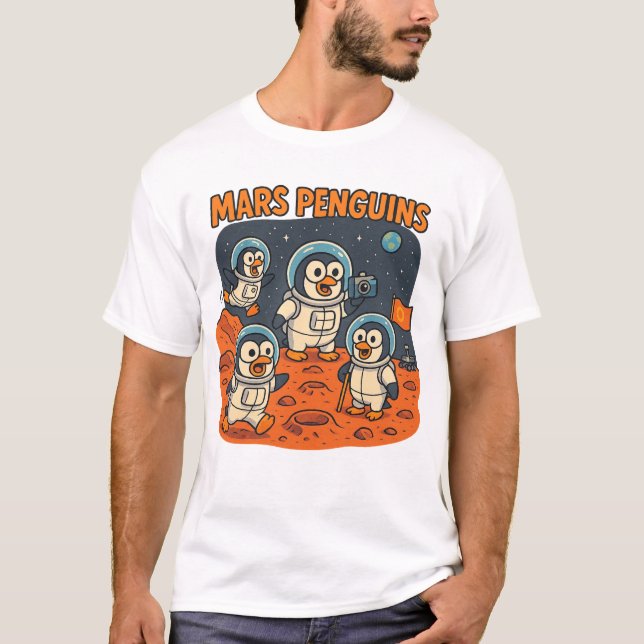 Camiseta Mars Penguins, uma série de espaços em animais eng (Frente)