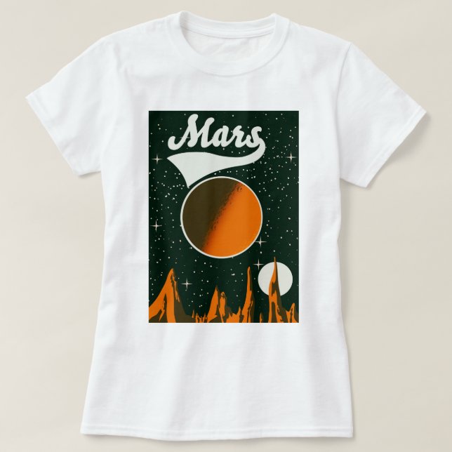 Camiseta Mars vintage arte espacial (Frente do Design)