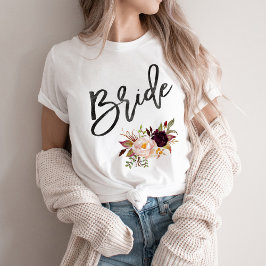 Camiseta Marsala burgundy Noiva Floral