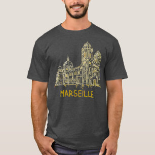 Camiseta Marselha França Homens-Presentes De Arte Desenhado