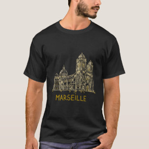 Camiseta Marselha França, mão Drawn