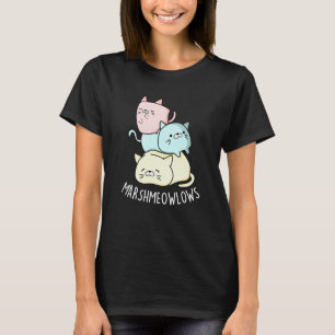 Camiseta Marsh-meow Engraçado Gato Marshmallow Pun Dark BG