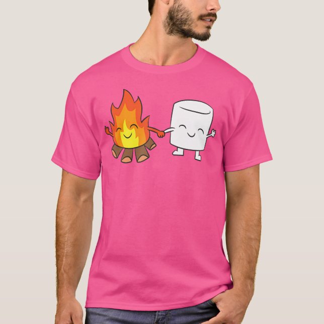 Camiseta Marshmallow Camping Campfire Cute Marshmallow (Frente)