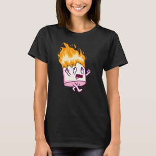 Camiseta Marshmallow em Chamas S'mores Acampamento Fogueira