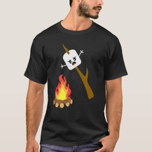 Camiseta Marshmallow Mulheres Camping Camfire Tee