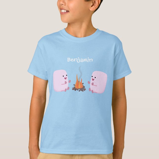 Camiseta Marshmallows cor-de-rosa lindos por desenhos anima (Frente)