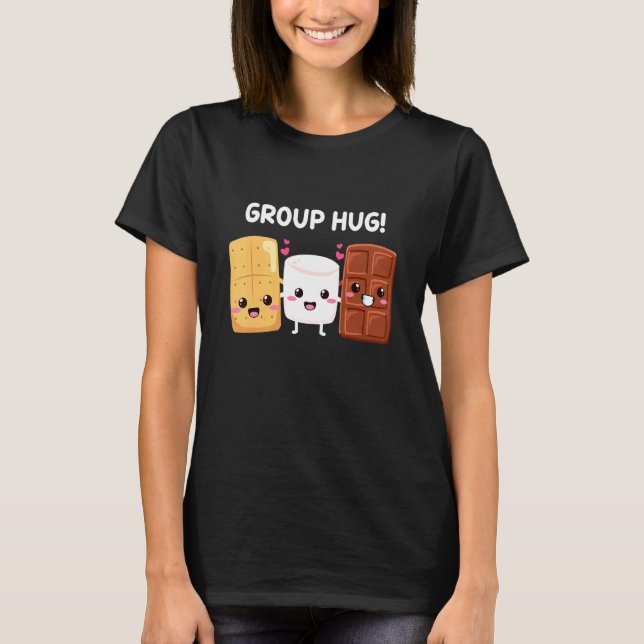 Camiseta Marshmallows de S'mores Divertido Grupo de Acampam (Frente)