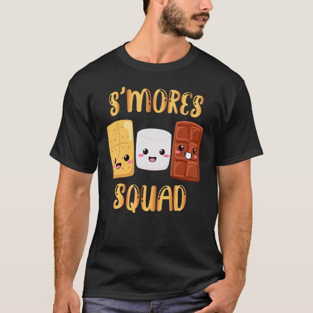 Camiseta Marshmallows de S'mores  Esquadrão S'mores Acampam (Frente)
