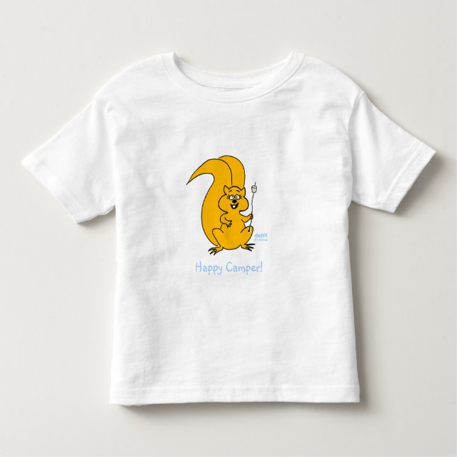 Camiseta Marshmallows: Feliz Camponês de Esquilo de Cartoon (Frente)