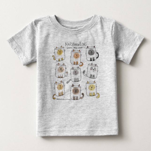Camiseta MarSHmeowLOWS Whimsical Wordplay Cat Marshmallows (Frente)