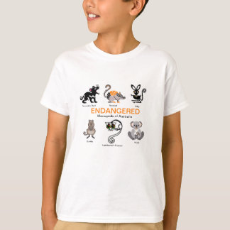 Camiseta MARSUPIALS - Placas gráficas animais ameaçadas -