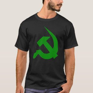 Camiseta Martelo & foice verdes escuro Neo-Grossos no preto
