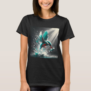 Camiseta Martim-pescador Apanhando Peixe, Arte Gerada por I