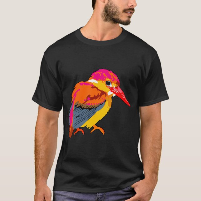 Camiseta Martim-pescador Rosa e Laranja (Frente)