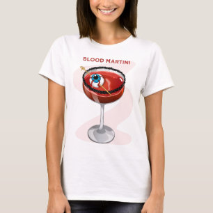 Camiseta Martini de Sangue Assustador com Gráfico de Coquet