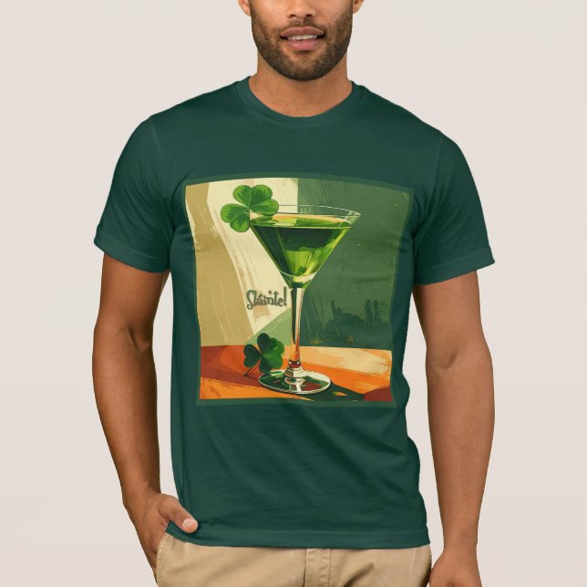 Camiseta Martini Shamrock de Meados do Século Sláinte!  (Frente)