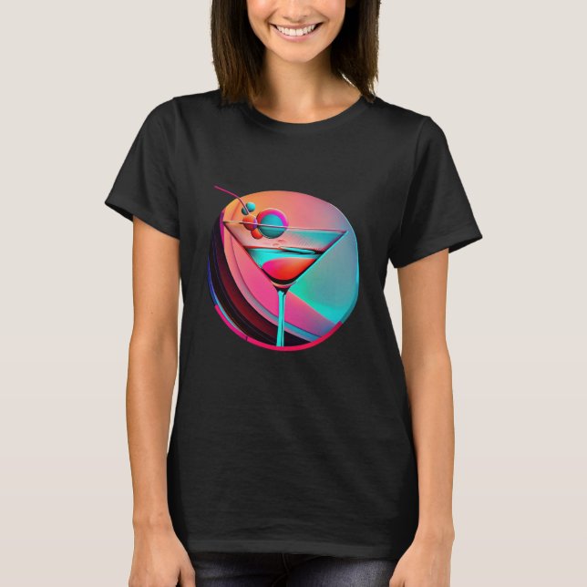 Camiseta Martini Synthwave 80s Retrowave Aesthetic (Frente)