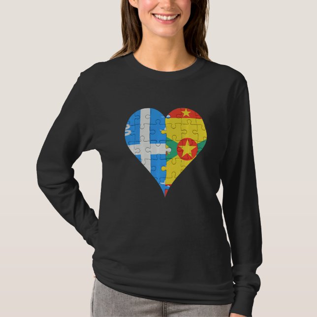 Camiseta Martinica Grenadan Flag Heart (Frente)
