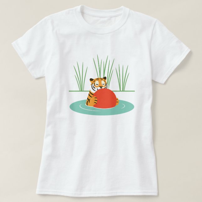Camiseta Maruay, o Tigre Resgatado no lago com Ball (Frente do Design)